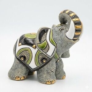 De Rosa Rinconada Elephant Figurine Montevideo Uruguay Gold Platinum Pottery 013